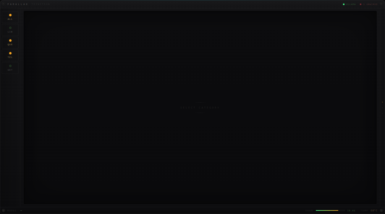 CableTV — a dark TRINITRON shell with category rails