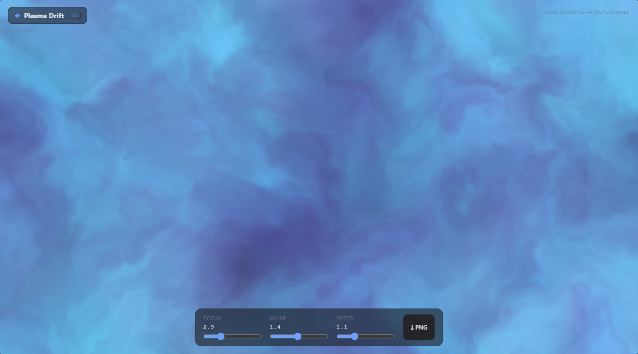 Plasma Drift — a blue-violet plasma noise field